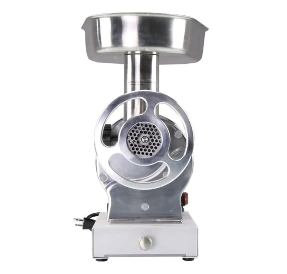 MEAT! .5 HP Meat Grinder with 3 Stuffing Tubes, 2 Stainless Steel Grinding Plates, and a Stainless Steel Stuffing Plate for Making Ground Meat