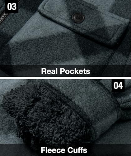 Image of GEEK LIGHTING Boys Flannel Jacket Sherpa Lined Hoodies Zip Up Fleece Plaid Shirt Jackets Winter Outdoor Coat Warm