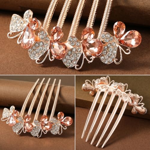 Peines de cristal decorativos para cabello, 4 unidades miniatura 2