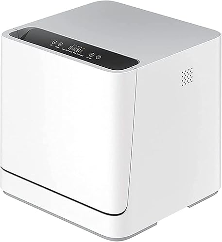 Lavaplatos portátil de encimera, tanque de agua abierto, manguera de entrada, brazos de pulverización dobles de 360, 5 programas de lavado, función