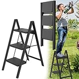LEICHT UND TRAGBAR: Die Multi-Step Folding Ladder lässt sich in Sekundenschnelle zusammenklappen, und das geringe Gewicht ermöglicht es Ihnen, die Leiter sogar mit einer Hand zu bewegen, was sie zu einem unverzichtbaren Werkzeug für Haus, Garten, Terrasse, Studio und Werkstatt macht.