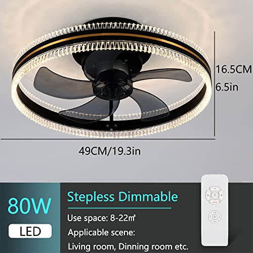 Ventilateur de plafond muet avec lampe LED réglable pour salon