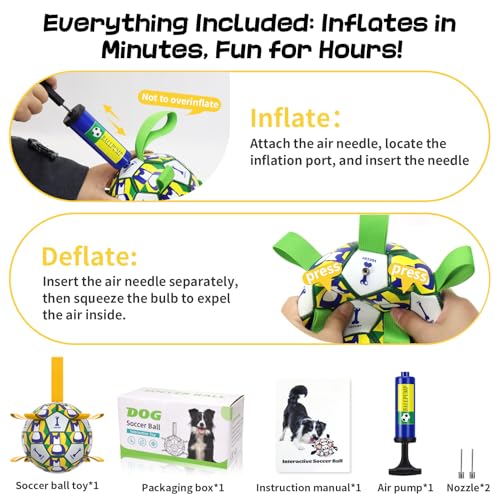 Image of Dog Soccer Ball with Straps, 6 Inch for Small and Medium Dogs, B | Footable Floating Dog Toy for Training, Fetch & Water Play, Interactive Dog Toys with Pump and Needle for Inflation