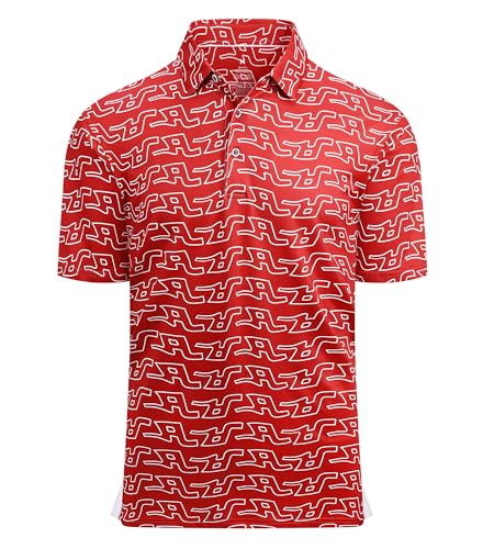 Alex Vando Mens Golf Shirt Moisture Wicking Quick-Dry Print Performance Polo Shirts for Men
