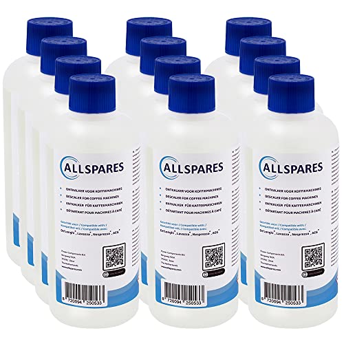 AllSpares Descalcificador (12 x 500 ml) para cafeteras Delonghi EcoDecalk DLSC500 y AEG M3BICD200