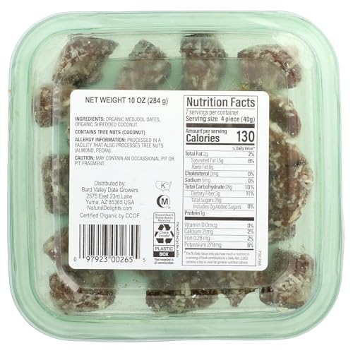 NATURAL DELIGHTS Organic Mini Medjool Dates Rolled in Coconut, 10 OZ - Thumbnail 2