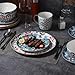 Lorren Home Trends Bone China 16-Piece Dinnerware Set, Floral Pattern with Blue and Red, Microwave and Dishwasher Safe, Service for 4