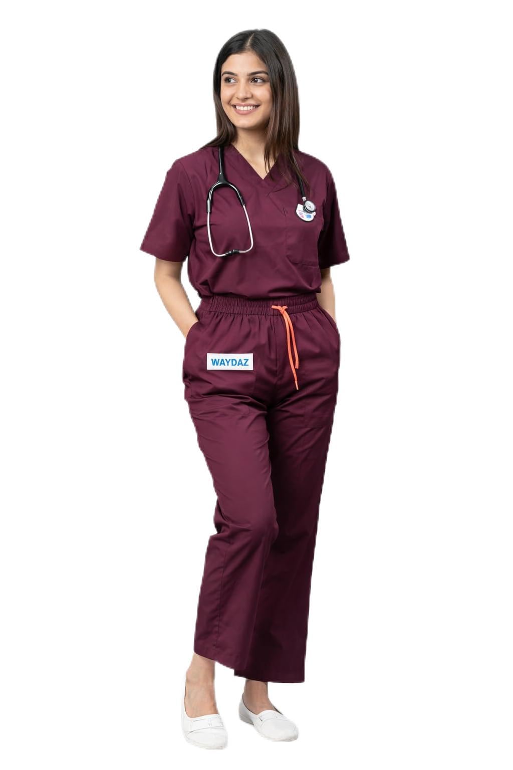 Unisex Medical Scrub Suit Set | Navy Blue | V-Neck Top with Pants | Short Sleeve | Professional Healthcare Uniform with Pockets-image-40