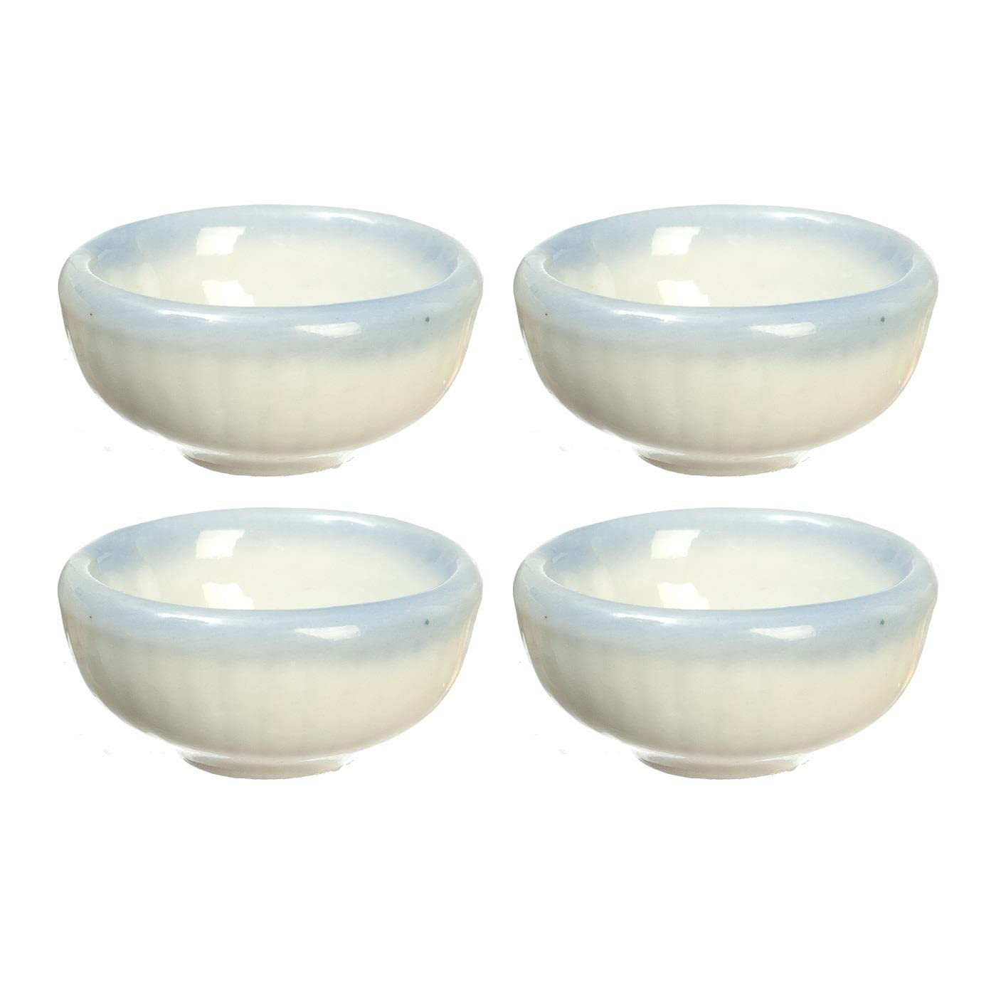 Town Square Miniatures Dollhouse Blue & White Bowl Dish Set Miniature Dining Cafe Kitchen Accessory