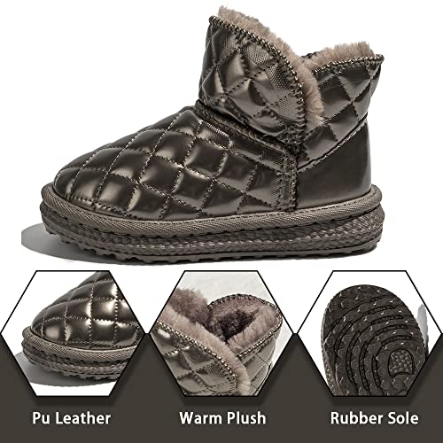 Zoolar Toddler Girls Snow Fuzzy Boots Little Kids Winter Warm Classic Rhombus Shoes Texture Sole Outdoor Ankle Mini Fashion Walking Boot #TOP1