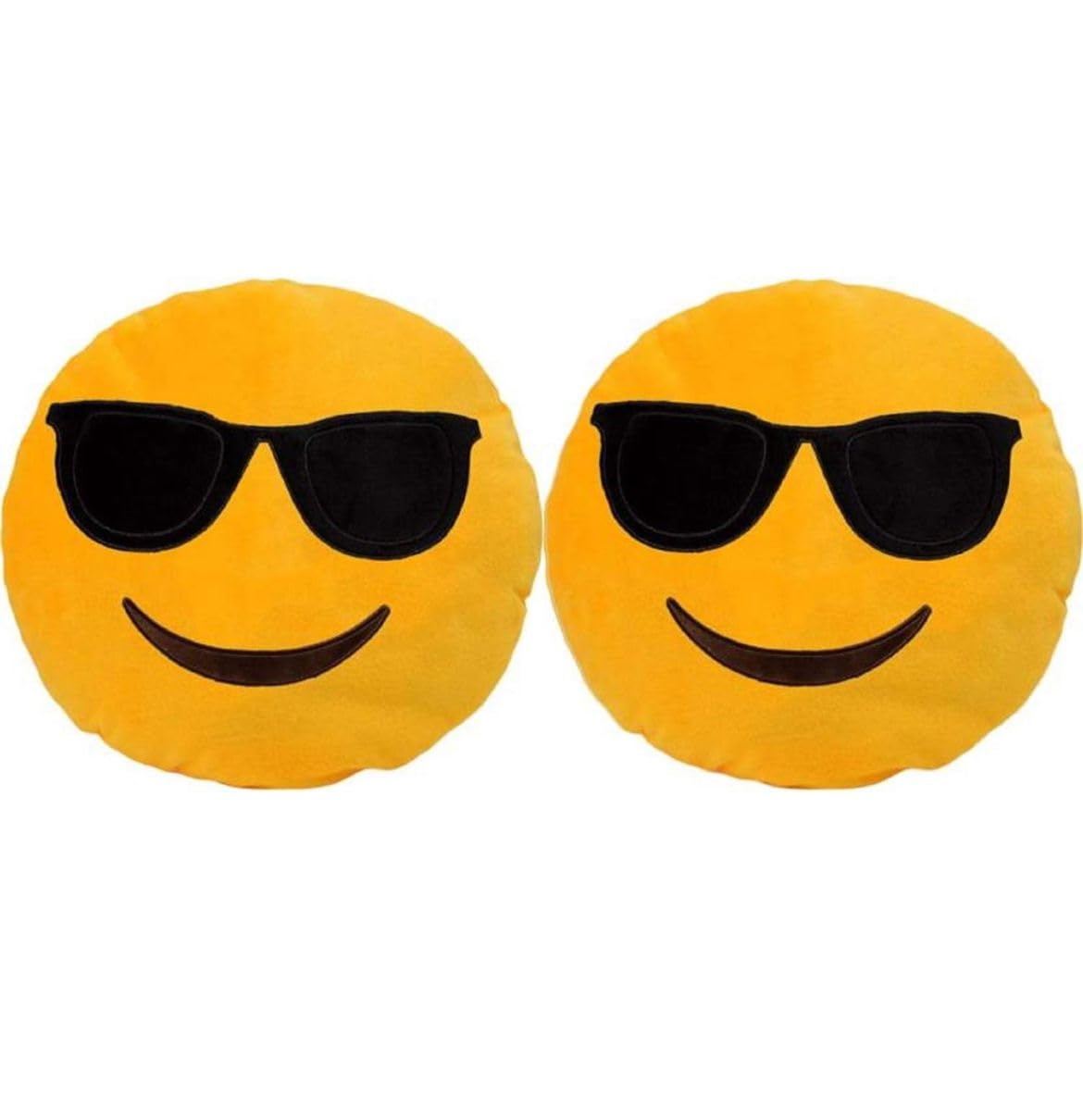 UPDHANM Collections Microfibre Smiley Pillows Vibrant Emoji Pillow for Bed or Sofa - Big Smile Yellow Cushion for Home Décor Pack of 2 (1212 inch) (Sunglasses) (B0D2R4FJDX) Amazon Price History, Amazon Price Tracker