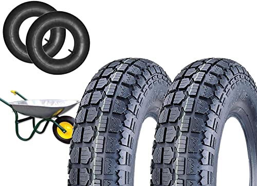 Kit de 2 neumáticos + kit de 2 cámaras de aire 3.50-8 neumáticos reforzados 4PR neumáticos rueda carretilla