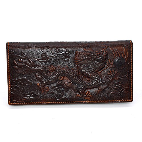 Mens Brown Wallet with Credit Card Holder Dragon Pattern2