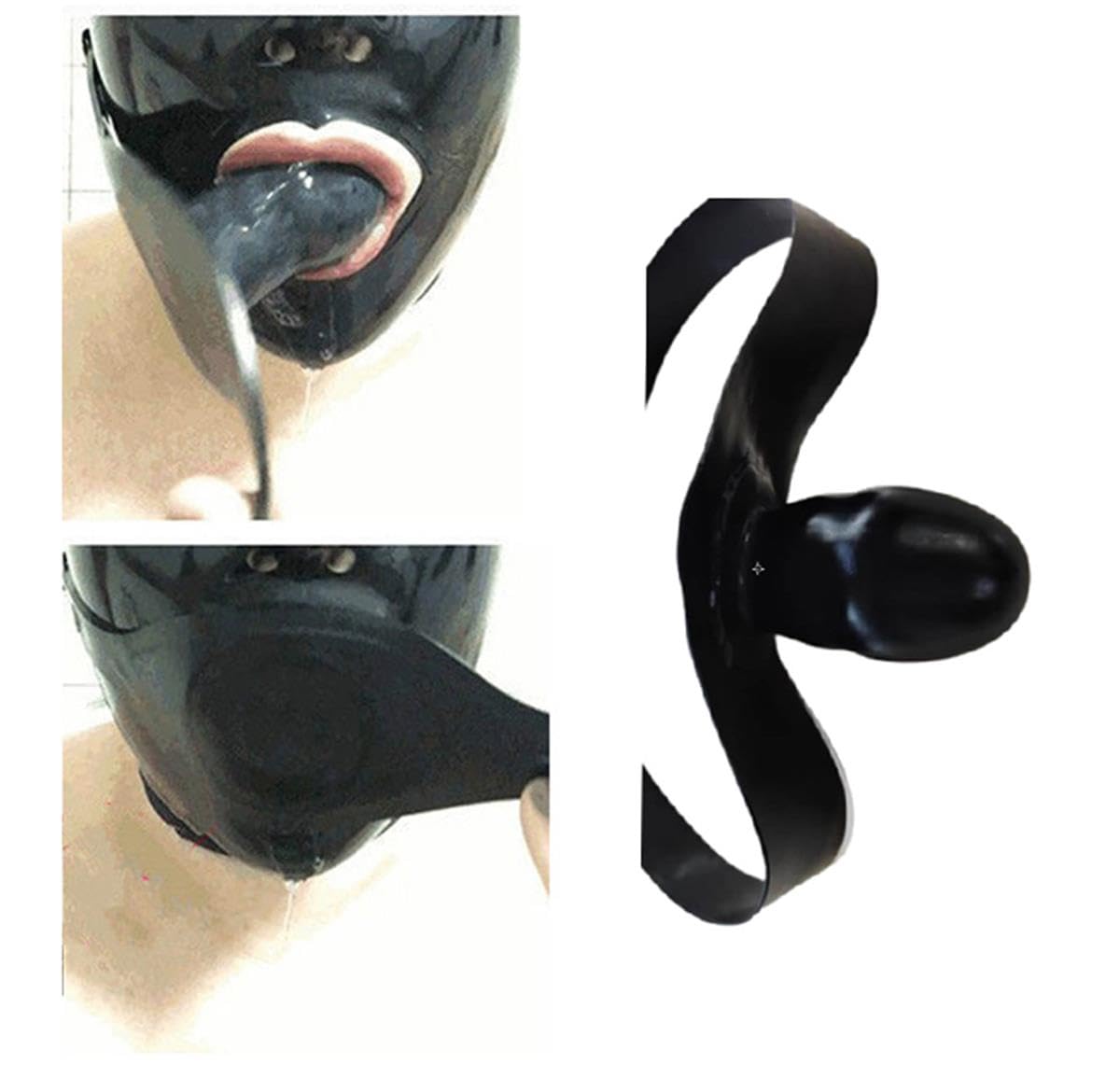 Látex Cabeza Cubrir,Látex Máscara de Cabeza Capucha de Goma Cosplay máscara de fiesta Latexmask con Boca Tapón,Nariz Tubo
