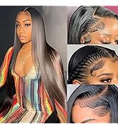 30 Inch Lace Front Wig Human Hair 13x4 HD Straight Lace Frontal Wigs Human Hair Pre Plucked With ...