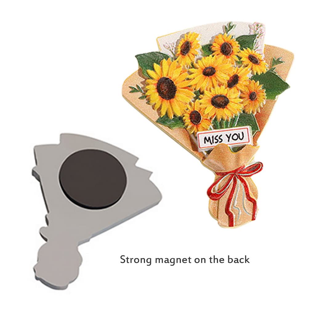 5 Calamite Da Frigo A Forma Di Fiore – Magneti 3D In Resina Con Messaggi D'Amore, Regalo Romantico - 2