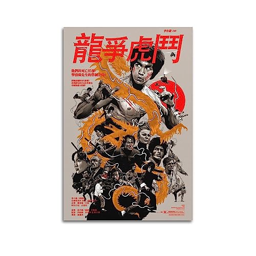VZRSQZK Póster de película Enter The Dragon Bruce Lee, póster decorativo en lienzo, pósteres de pared e impresión artística moderna para decoración de dormitorio familiar, 20 x 30 cm