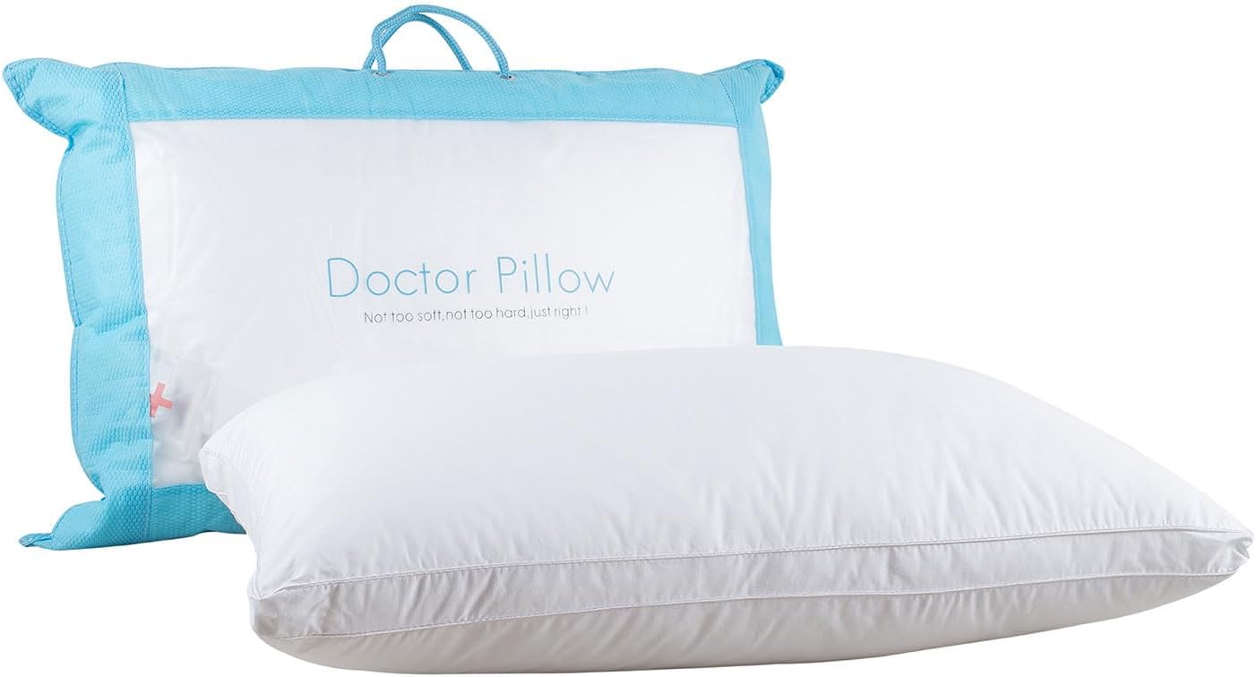 Spread Spain Microfiber Doctor Pillow, Bed Pillow for Sleeping & Neck Pain Relief Suitable for Back Sleeper, Side Sleeper & Stomach Sleeper, 45 x 68 cm, White, Set of 1