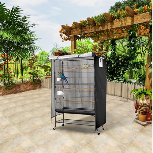Image of Bird Cage Covers for Night,38 inchLx23 inchWx51 inchH,420D Fabric Washable Waterproof Large Dust Pet Birdcage Breathable Warm Protection Cover,Distraction and Light Eliminator for Winter,Cats,Mink,Totoro,Parakeet