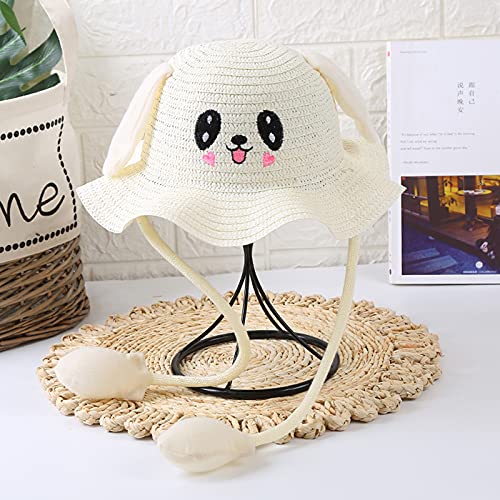 Rabbit Ear Toddler Straw Sun Hat Kids Baby Moving Jumping Cute Bunny Beach Sun Visor Wide Brim Sunshade Woven Hats2