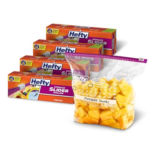 Hefty Slider Calendar Storage Bags, Gallon Size, 30 Count (Pack of 4), 120 Total