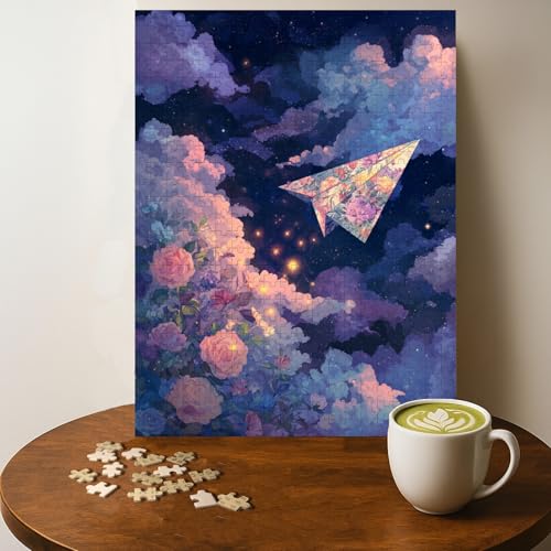 Casse-Tête Floral Avion Papier 500 Pièces Bois Adultes 20 x 15 po