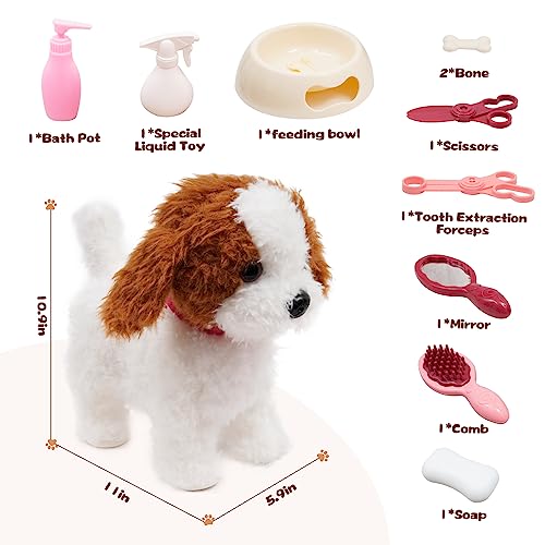 Arkyomi Hund Spielzeug Kinder,laufender Hund mit Leine der läuft und bellt,Haustiere roboterhund interaktives Spielzeug,Ferngesteuerter spielhund mit Schwanzwedeln und sprechender (Dunkelbraun)