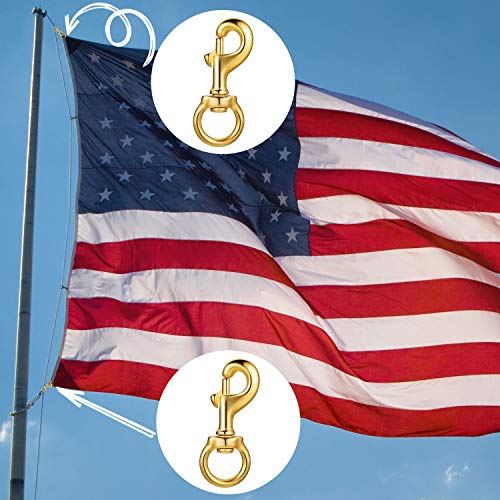 Jetec Flag Clips For Rope Solid Brass Flagpole Snap Swivel Clasp Lobster Flag Hooks Halyard Rope Accessory Ended Spring Key Ring #TOP4