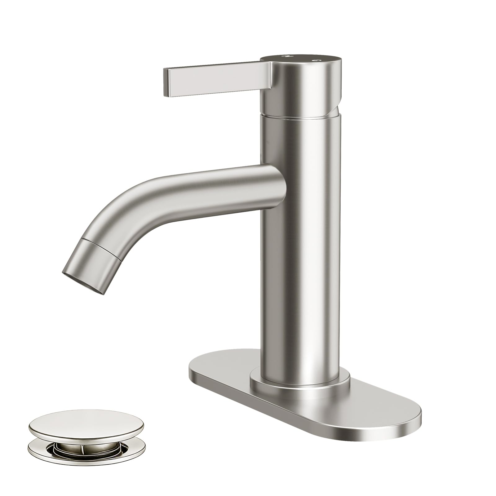 Fransiton Brushed Nickel Single Hole Bathroom Faucet