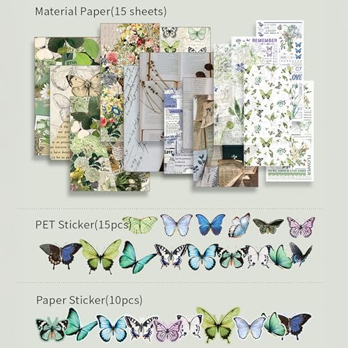 Image of The AutoStory Enchanted Scrapbook Kit A6 Junk Journal Woodland Botanical Stickers Tree Decorative Papers Washi Tape DIY Craft Art Keepsake Memory Decor Gift Women Teens (Forest Legend, Green)