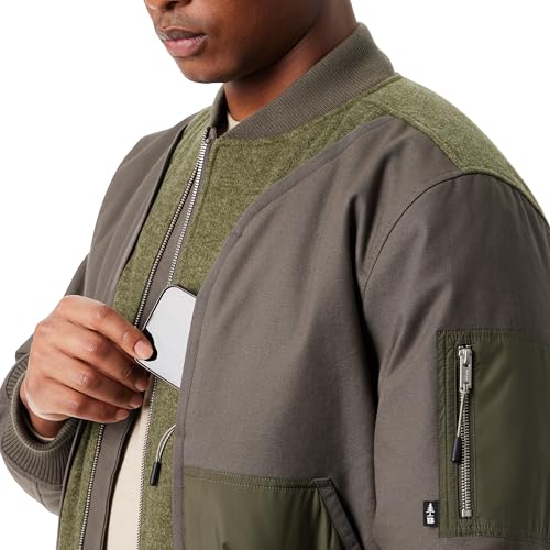 BASS OUTDOOR Men's Hero Mix Media Zip Up Front Bomber Jacket with Sleeve Pocket Standard4