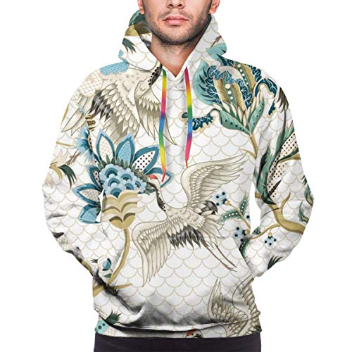 Sudadera con Capucha para Hombre Sudadera con Capucha con Elementos Decorativos japoneses Sudadera con Capucha Informal para Hombre Sudadera con Capucha Superior Informal, XL