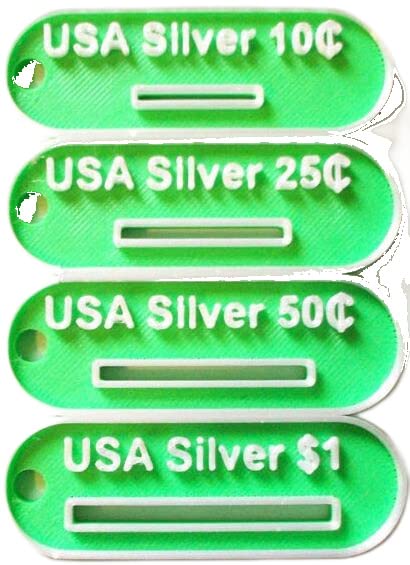 USA Silver Coin Gauge Tester (Morgan, Peace, Franklin, Kennedy, Liberty, Washington, Roosevelt, Mercury, Dollar, Half Dollar, Quarter, Dime)