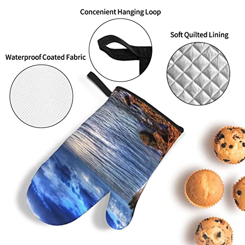 Pelican Bird Blue Sea Sky Oven Mitts And Pot Holders Sets Of 4 Heat Resistant Oven Gloves And Hot Pads Potholders Kitchen Baking Cooking Bbq Cute Oven Mitts #TOP2