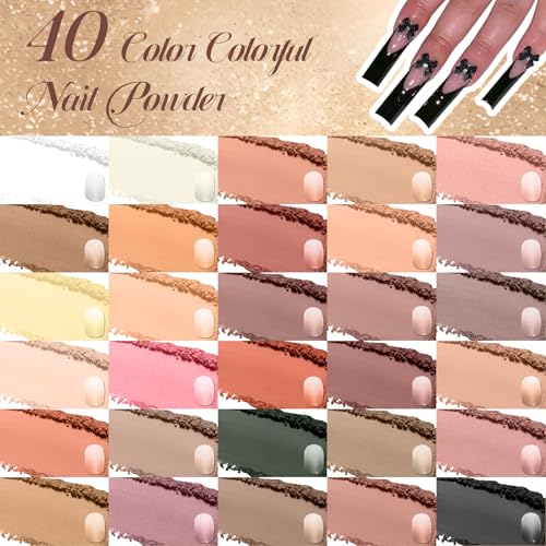 Image of 40 Colors Nail Pigment Powder Palette, Ombre Color Pigment Powder for Nails, Professional Nail Supplies Manicure DIY Accessories for Beginners Home, C