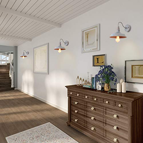 Image of LALUZ Wall Sconce, Farmhouse Barn Gooseneck Light Fixture with Blue Finish for Bedroom, Kitchen, Pathway, Foyer and Bathroom