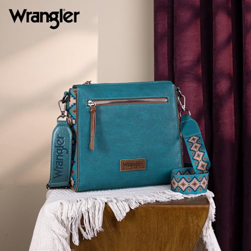 Image of Wrangler Aztec Crossbody Purse Medium Shoulder Bags for Women Western Handbag with Guitar Strap