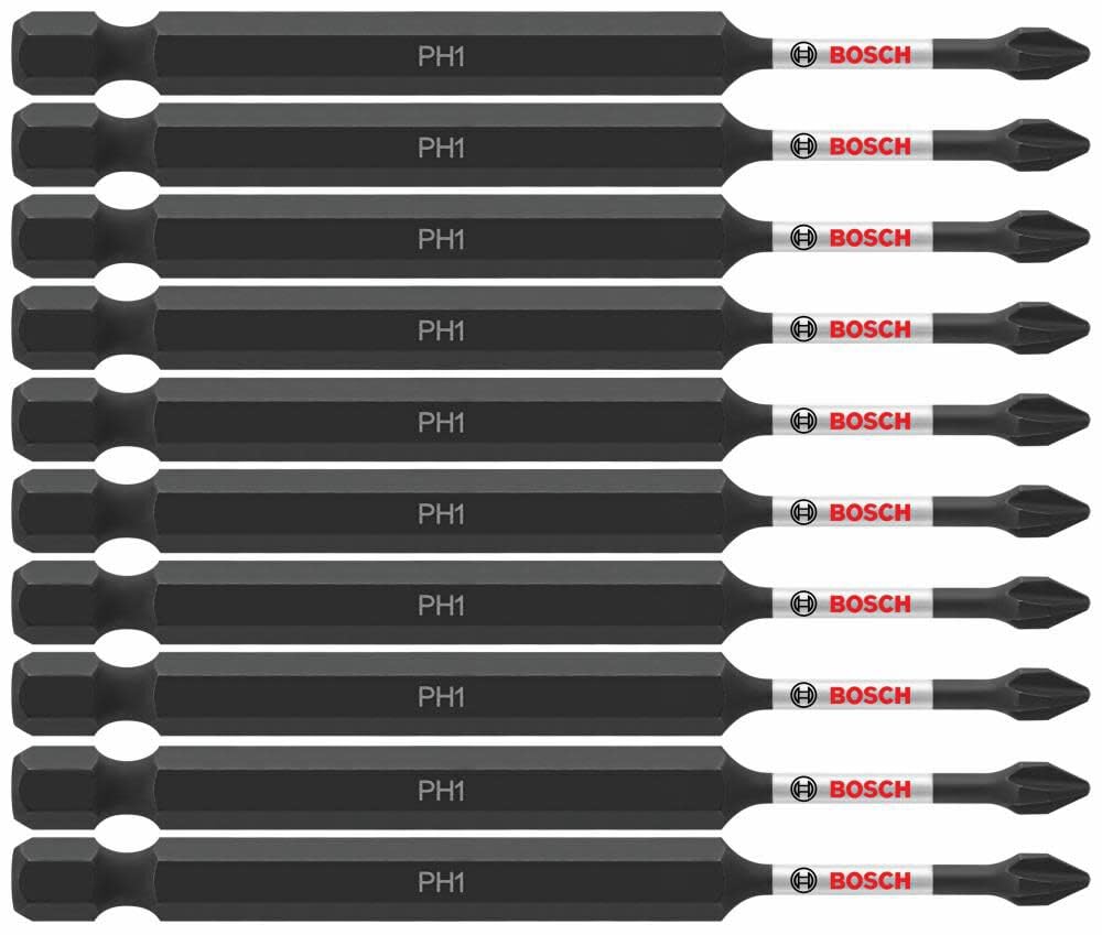 BOSCH ITPH135B 10-Pack 3-1/2 In. Phillips #1 Impact Tough Screwdriving Power Bits