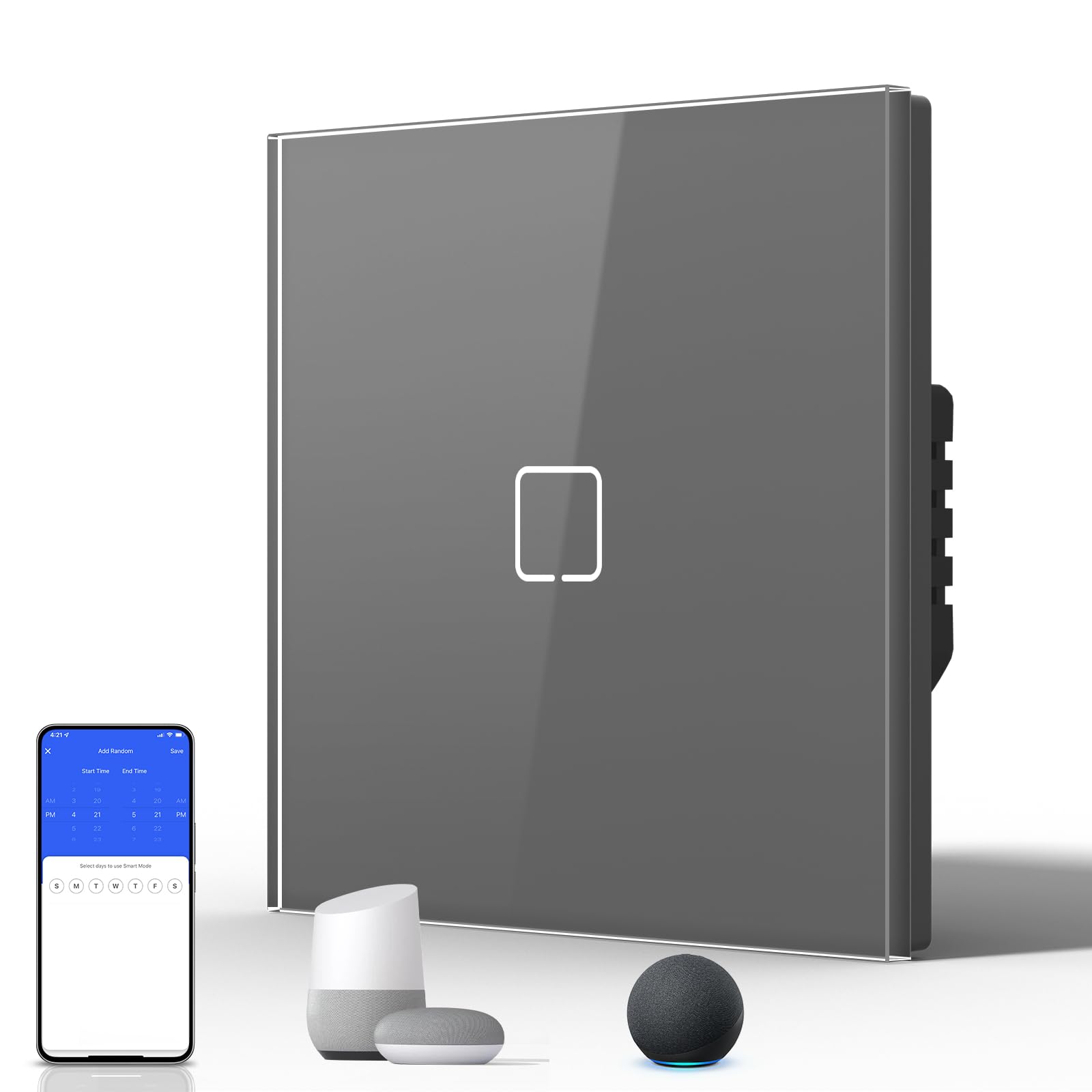 BSEED Interruptor Inteligente WIFI,Interruptores Tactil Con Cristal,Compatible con Alexa,Tuya y Smart Life,Requiere Cable Neutro,2 Gang 1 Vía,86mm Blanco — view 141