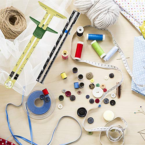 image for YEQIN 2 Pcs Sliding Gauge Measuring Sewing Tool, 5-in-1 Sliding Gauge 