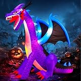 8FT Halloween Inflatables Dragon Decorations with Built-in LED Lights, Blow Up Yard Decor for Halloween Outdoor Lawn Garden Holiday Party