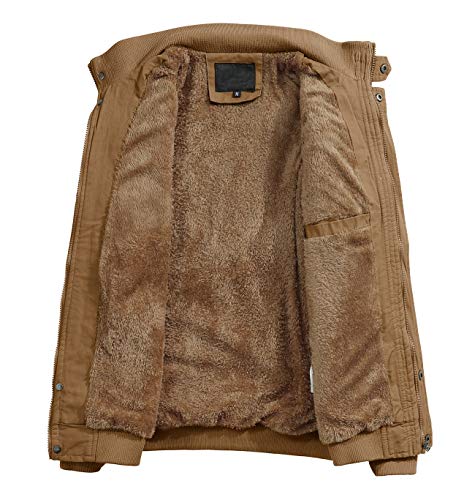 Kefitevd Winterjas, voor heren, legerjas, gevoerd pilotenjack, warm overgangsjack met fleece aan de binnenkant, US veldjack, retro bomberjack, effen kleur - Image 4
