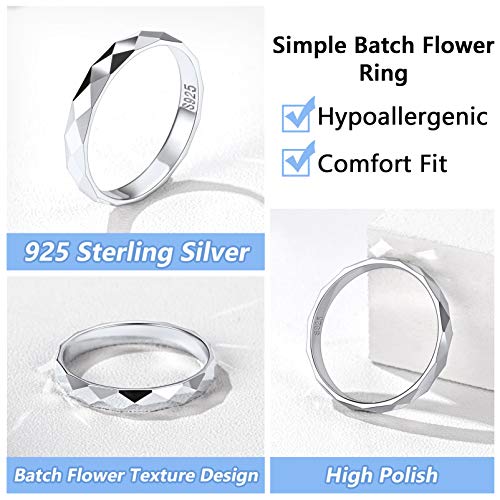 Silvora 925 Sterling Silver Band Rings for Women Men, High Polish Plain Dome Tarnish Resistant Wedding Rings Size 4-124