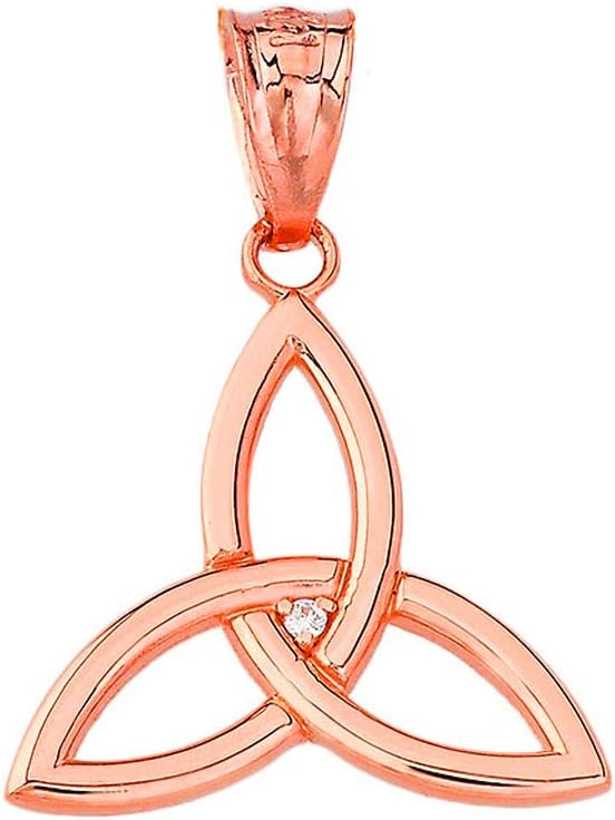 Certified 10k Gold Solitaire Diamond Celtic Trinity Knot Charm Pendant