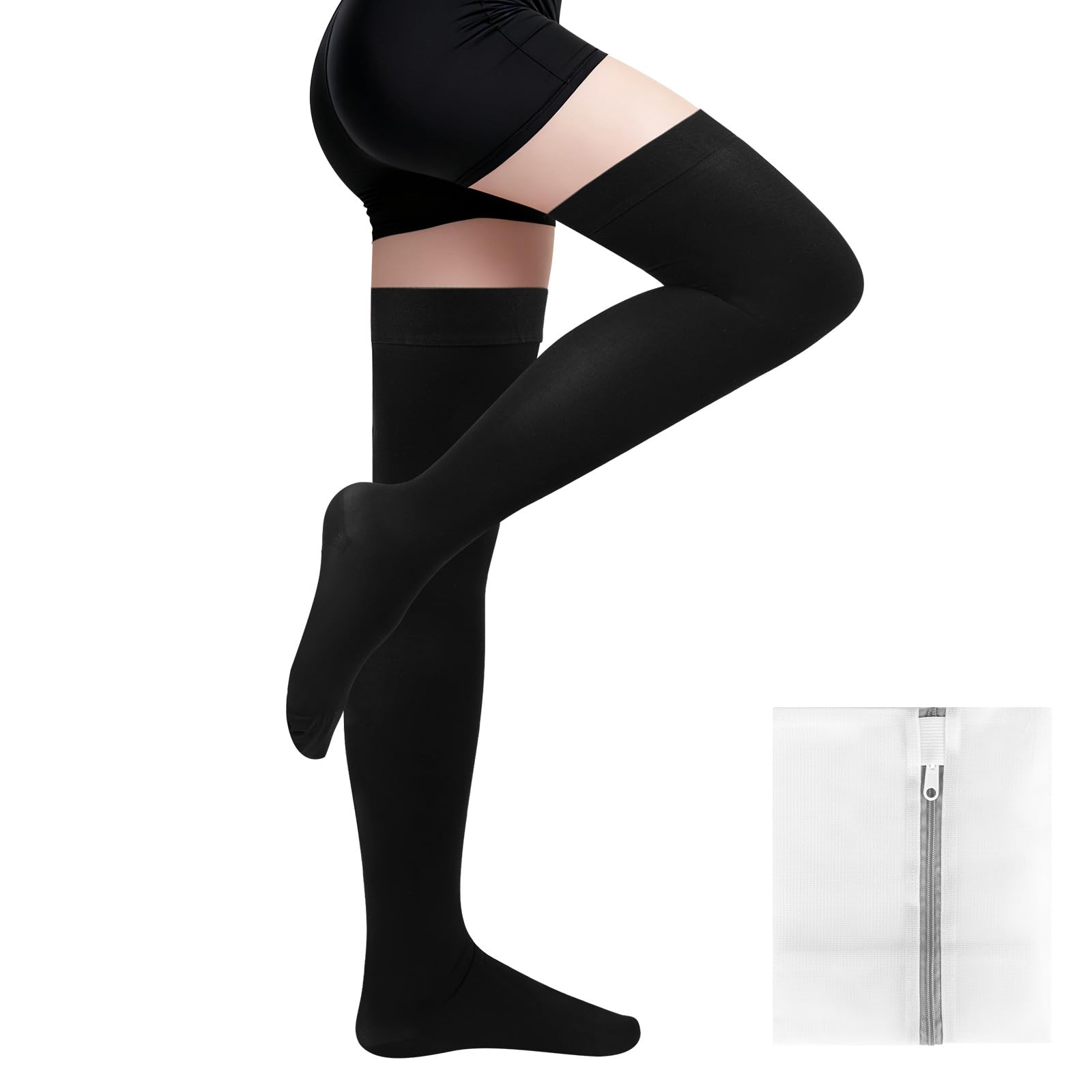 23-32 mmHg Thigh High Medical Compression Socks, Closed Toe Compression Stockings for Women Men, with Sock Washing Bag