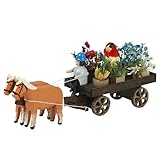 Rudolphs Schatzkiste Pferdegespann Blumenverkäufer Miniaturgespann Länge 9cm NEU Gespann Mini Miniatur Seiffen Erzgebirge Pferdefuhrwerk Setzkasten Miniaturgespann Pferdegespann Dekoration