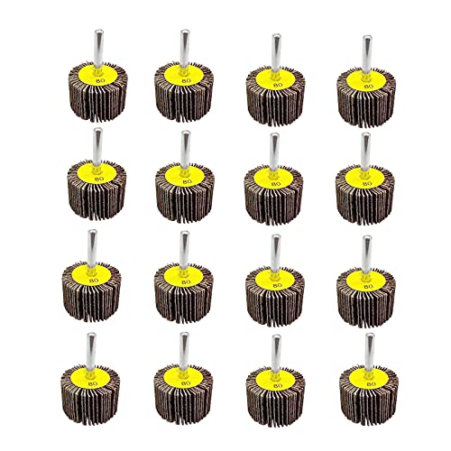 FEIHU Roue Abrasive 20 pièces 30X25x6mm Grain 80 Disque a lamelle pour Brosse Poncage Perceuse Accessoires Polissage Bois Metal