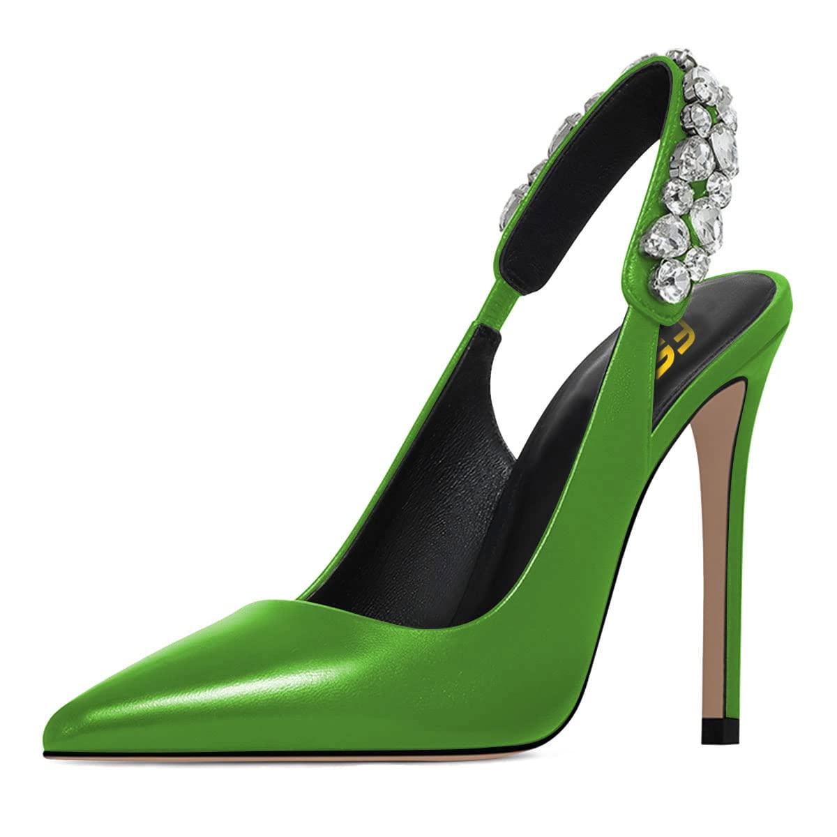 FSJ Women Cute Slingback Pointed Toe Stiletto Pumps High Heel Ankle Strap Office Lady Rhinestones Sandals Slip On Party Dress Shoes Size 4-15 US