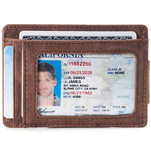 Image of alpine swiss Harper Mens RFID Slim Money Clip Front Pocket Wallet Minimalist Leather ID Card Holder