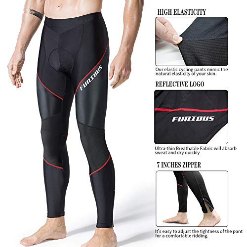 image for FEIXIANG Cycling Pants for Men, 3D Padded Long Bike Compression Tights